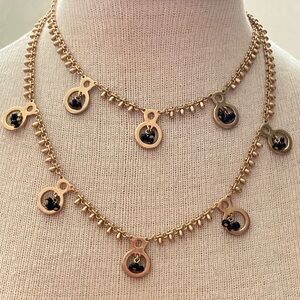 J. Crew Double Strand Gold and Black Charm Necklace